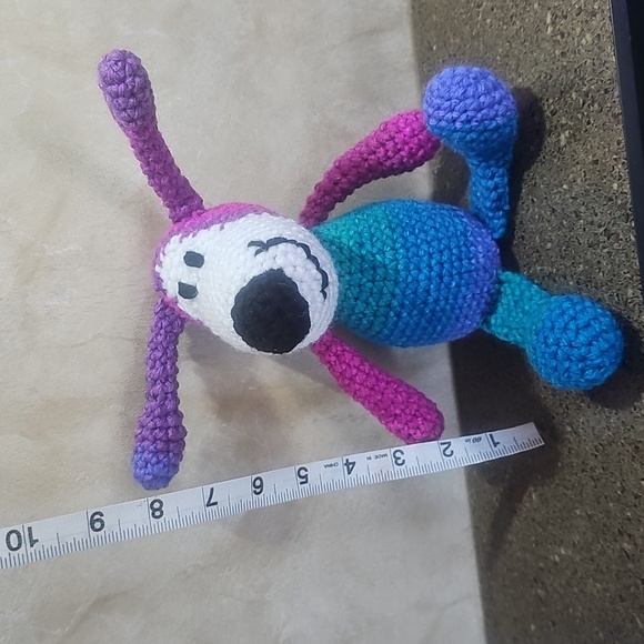 Colourful Crochet Dog Toy Pink Teal Blue White Black New 100% Acyril Yarn - Picture 7 of 7